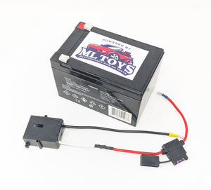 12 Volt Extended Run Time Battery w/ Black Power Wheels 12v Connector