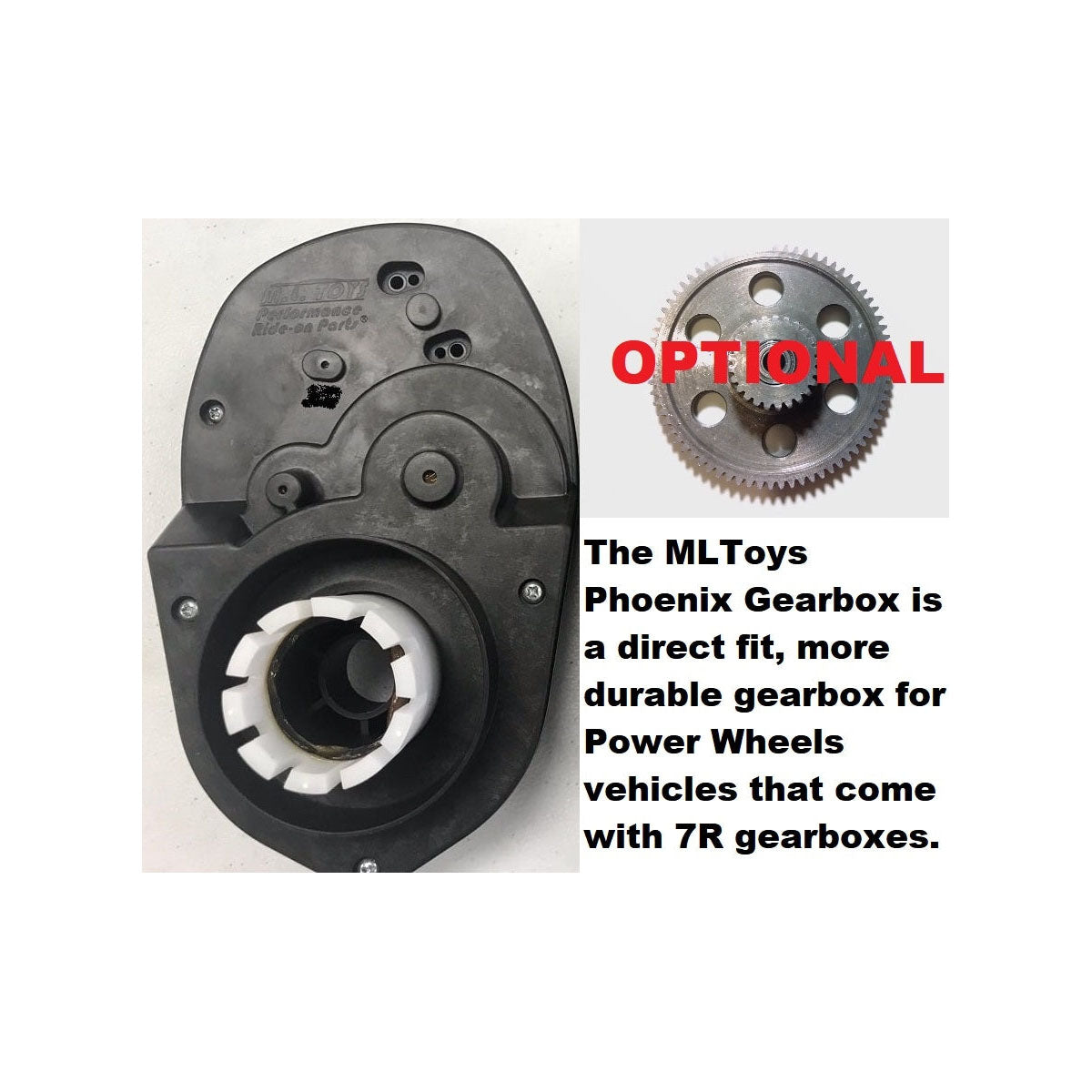 Replacement Gearbox Set For Power Wheels & Dynatrax Ride-On Toys - 7R Type (2 Gearboxes + Nut)