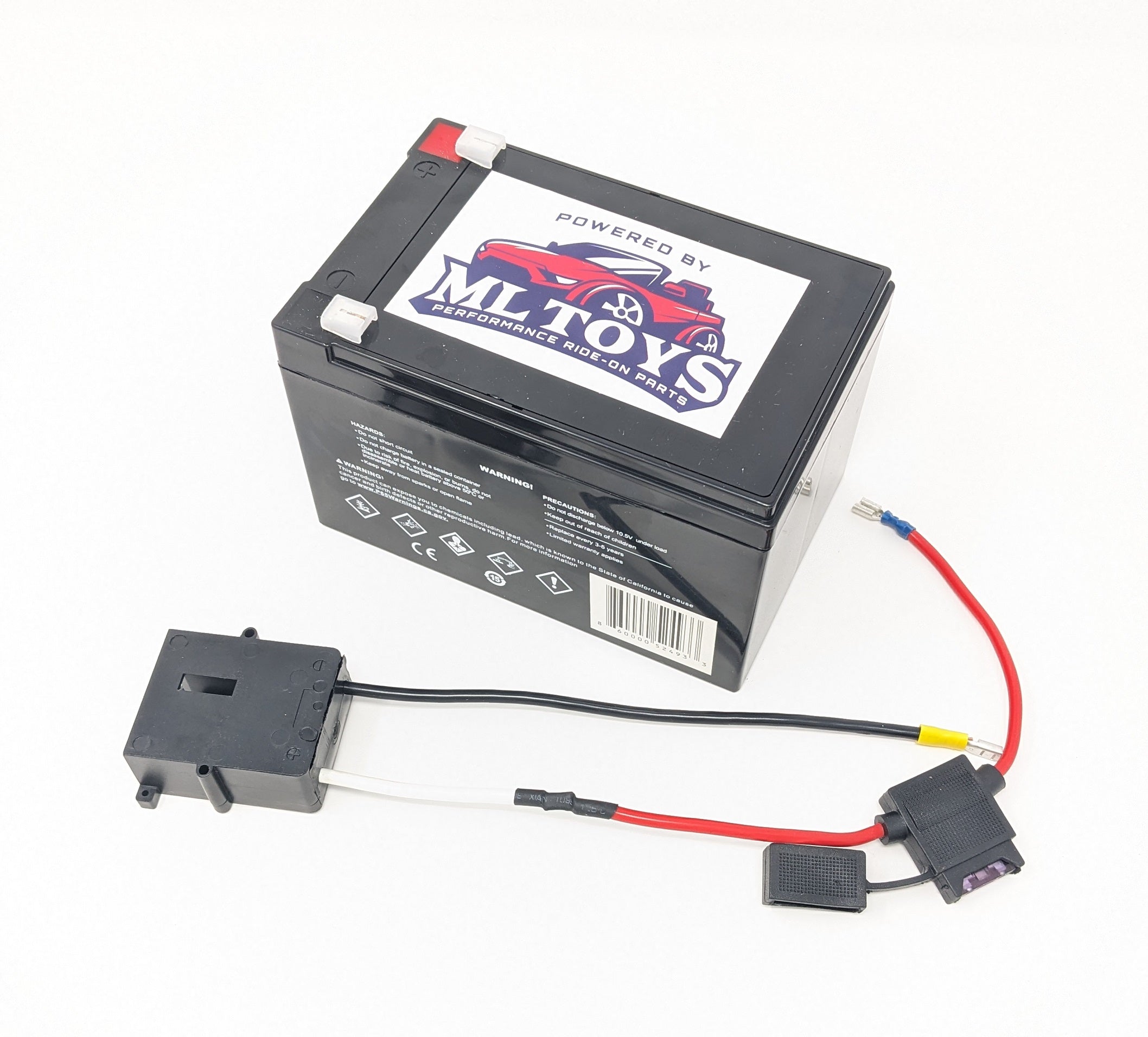 12 Volt Extended Run Time Battery w/ Black Power Wheels 12v