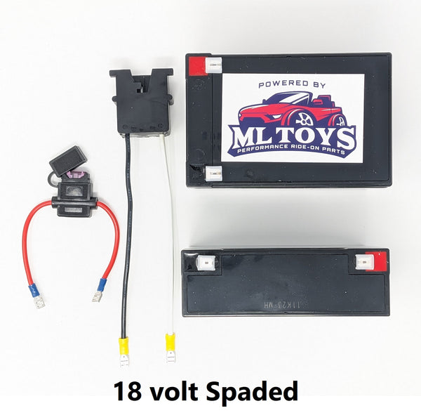 18 Volt 12 amp Battery w/ 12v Power Wheels Connector ML Toys Store